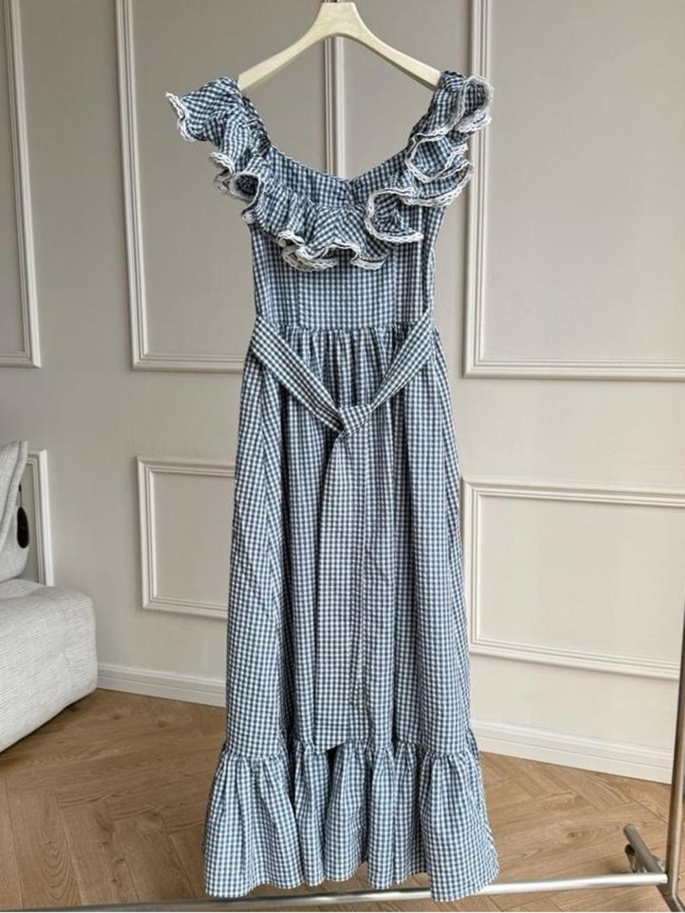 DOEN Sora Dress in Blue Gingham - Picture 4 of 7
